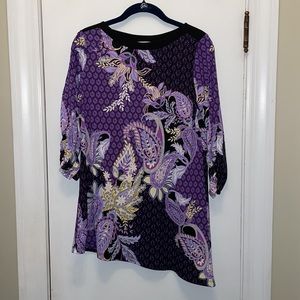 Asymmetrical Hem Susan Graver Top  XS  EUC